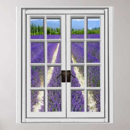 Fenster "Lavendelfeld anzeigen" Poster (Vorne)