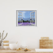 Fenster "lila Lavender Meadow Garden View Fake" Poster (Küche)