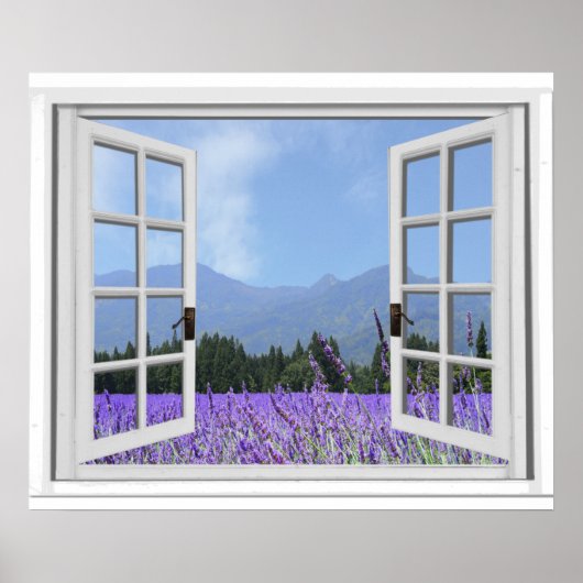 Fenster "lila Lavender Meadow Garden View Fake" Poster (Vorne)