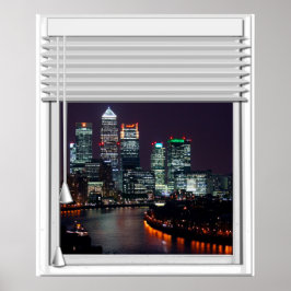 Fenster "London City View Fake" mit Blindfarben Poster