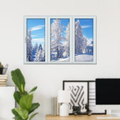 Fenster "mattierte Bäume" mit einem Poster anzeige (Heimbüro)