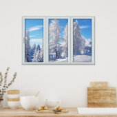 Fenster "mattierte Bäume" mit einem Poster anzeige (Küche)