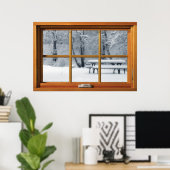 Fenster mit Aussicht - Neuer Schneefall Poster (Heimbüro)