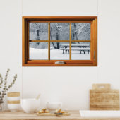 Fenster mit Aussicht - Neuer Schneefall Poster (Küche)