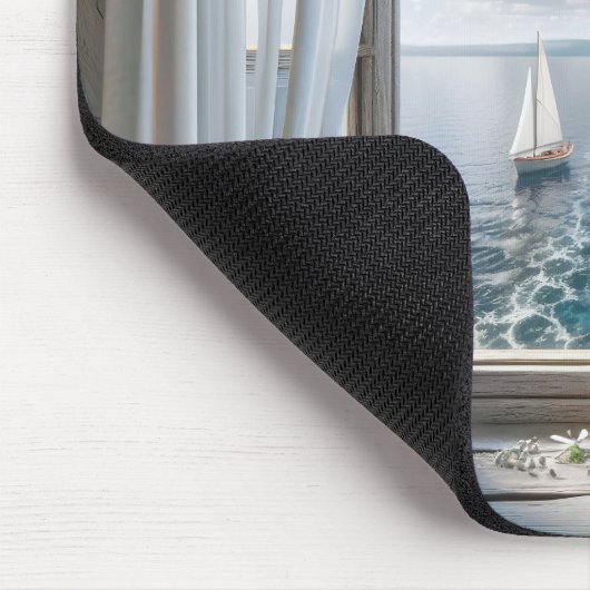 Fenster mit Blick auf den Segelschiff Mousepad (Ecke)