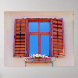 Fenster mit Holzabziehern Poster