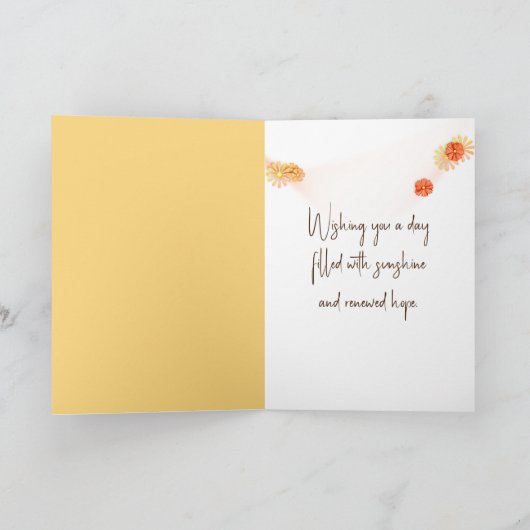 Fenster mit Orange Daisy Denken Sie an Sie Karte (Innenseite)