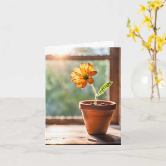 Fenster mit Orange Daisy Note Card Karte (Gelbe Blume)