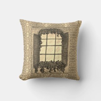 Fenster mit Shutters SEPIA Kissen