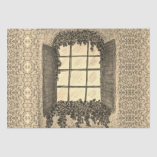 Fenster mit Shutters SEPIA Seidenpapier