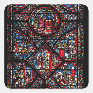 Fenster mit Szenen Quadratischer Aufkleber