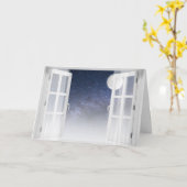 Fenster mit Vollmond und Sternen Karte (Gelbe Blume)