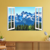 Fenster "Mountain View Fake" Zuhause Leinwanddruck (Insitu (Wohnzimmer))