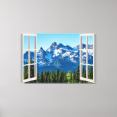 Fenster "Mountain View Fake" Zuhause Leinwanddruck (Vorderseite)