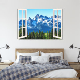 Fenster "Mountain View Fake" Zuhause Leinwanddruck