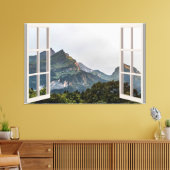 Fenster "Mountain View Fake" Zuhause Leinwanddruck (Insitu (Wohnzimmer))