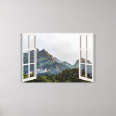 Fenster "Mountain View Fake" Zuhause Leinwanddruck (Vorderseite)