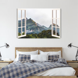Fenster "Mountain View Fake" Zuhause Leinwanddruck