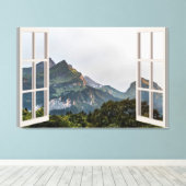 Fenster "Mountain View Fake" Zuhause Leinwanddruck (Insitu (Holzboden))