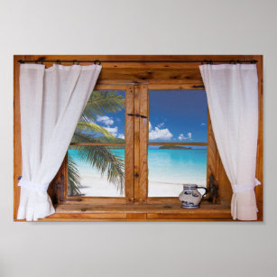 Fenster Ocean Beach Tropical Imitate Ansicht Poster