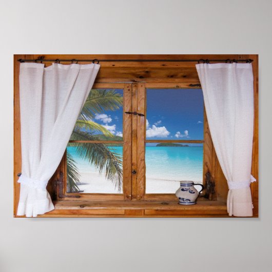 Fenster Ocean Beach Tropical Imitate Ansicht Poster (Vorne)
