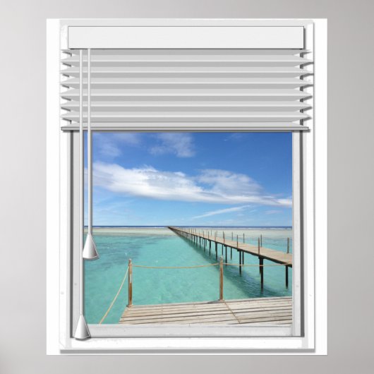 Fenster "Ocean View Imitate" mit Blinden Poster (Vorne)
