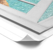 Fenster Palmen und Ocean View Imitate Poster (Ecke)