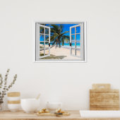 Fenster "Palmen und Ozeane" Poster (Küche)