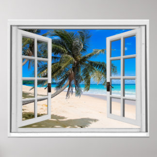 Fenster "Palmen und Ozeane" Poster