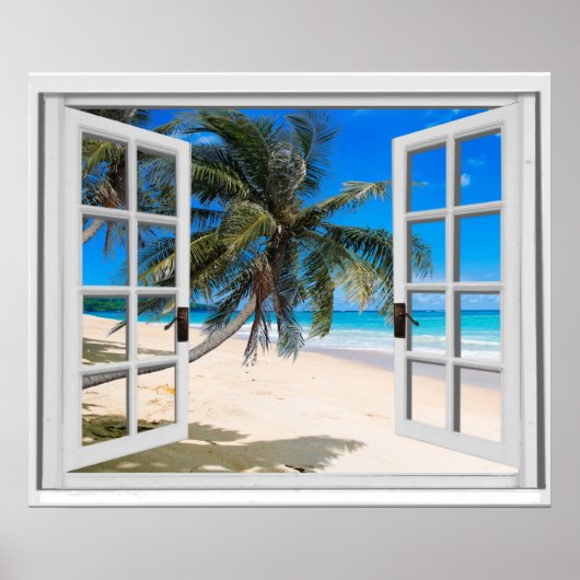 Fenster "Palmen und Ozeane" Poster (Vorne)