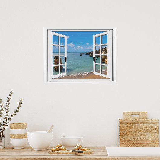 Fenster "Relaxen Beach Ocean View Imitate" Poster (Küche)