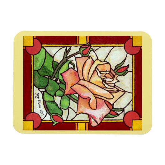 Fenster Rose Peach - Bildschirm Magnet (Horizontal)
