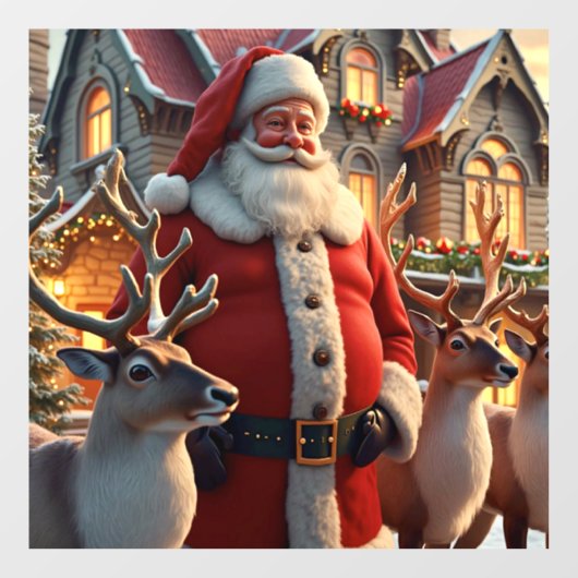Fenster "Santa and Reindeer" Fensteraufkleber (Blatt)
