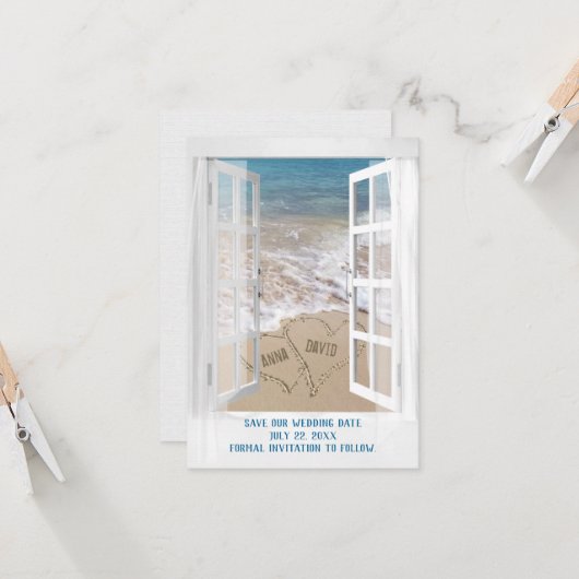 Fenster "Save the Date Open Beach" Karte (Vorderseite/Rückseite Beispiel)