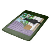 Fenster "Schwarze Katze aussehen" Badematte (Schrägansicht)