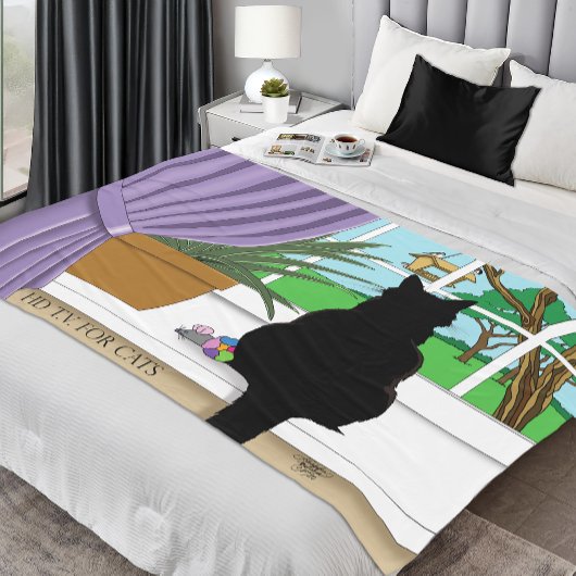 Fenster "Schwarze Katze aussehen" Fleecedecke