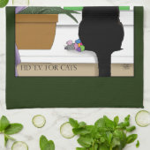 Fenster "Schwarze Katze aussehen" Geschirrtuch (Gefaltet)