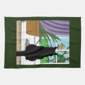 Fenster "Schwarze Katze aussehen" Geschirrtuch (Horizontal)