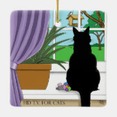 Fenster "Schwarze Katze aussehen" Keramikornament (Rückseite)