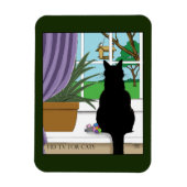 Fenster "Schwarze Katze aussehen" Magnet (Vertikal)