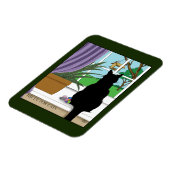 Fenster "Schwarze Katze aussehen" Magnet (Linke Seite)