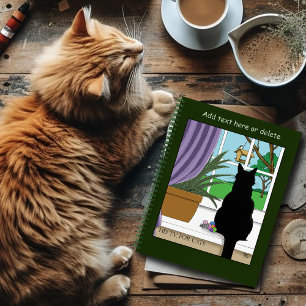 Fenster "Schwarze Katze aussehen" Notizblock