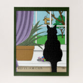 Fenster "Schwarze Katze aussehen" Puzzle (Vertikal)