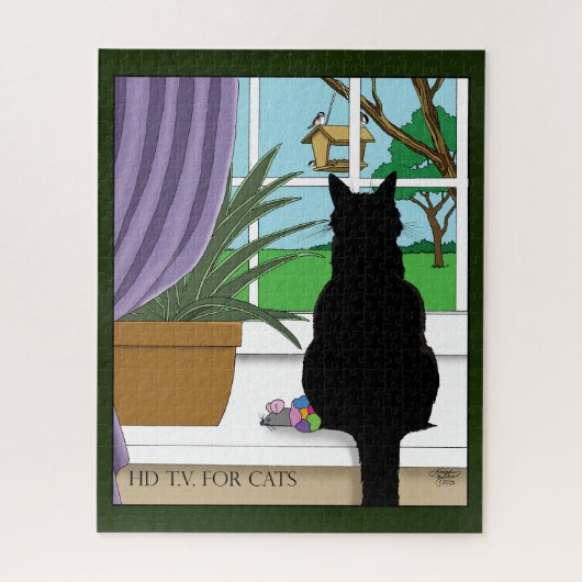 Fenster "Schwarze Katze aussehen" Puzzle (Vertikal)