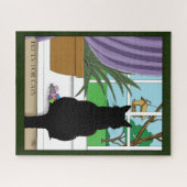 Fenster "Schwarze Katze aussehen" Puzzle (Horizontal)