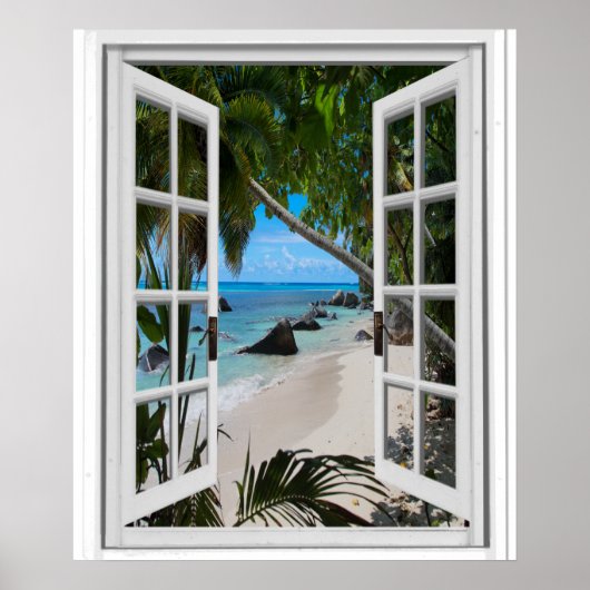 Fenster "Secret Tropical Beach View Fake" Poster (Vorne)