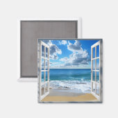 Fenster "Sonniges Meer" Magnet (Vorderseite/Rückseite)