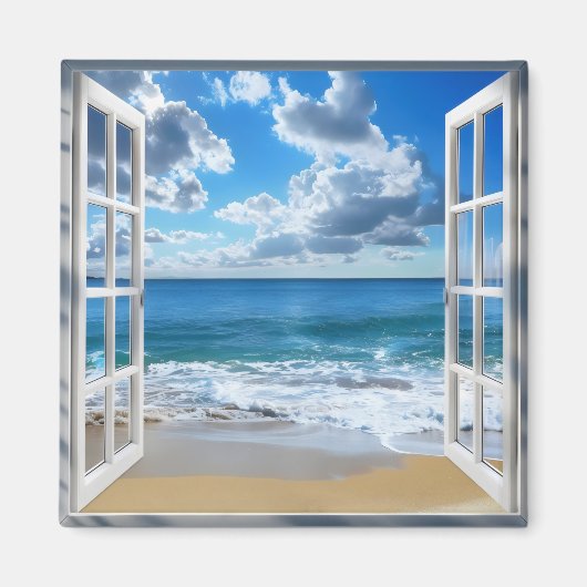 Fenster "Sonniges Meer" Magnet (Vorne)