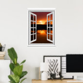 Fenster "Sunset View Fake" Poster (Heimbüro)