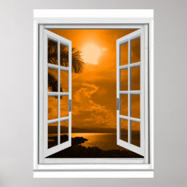 Fenster "Sunset View Trompe l'oeil" Fake Poster